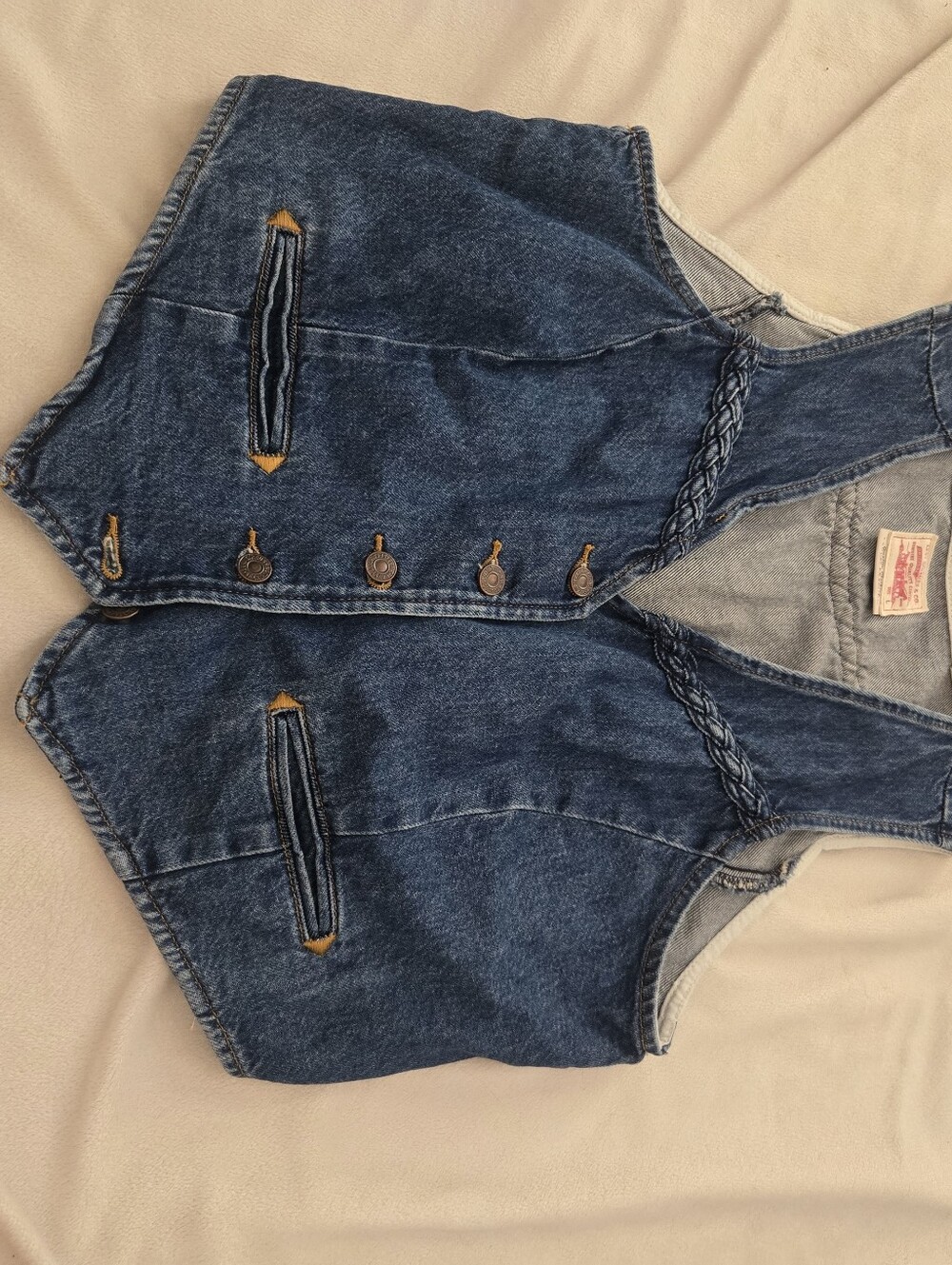 Levi's Premium Denim BRAIDED VEST Women’s Size Large - Picture 3 of 7